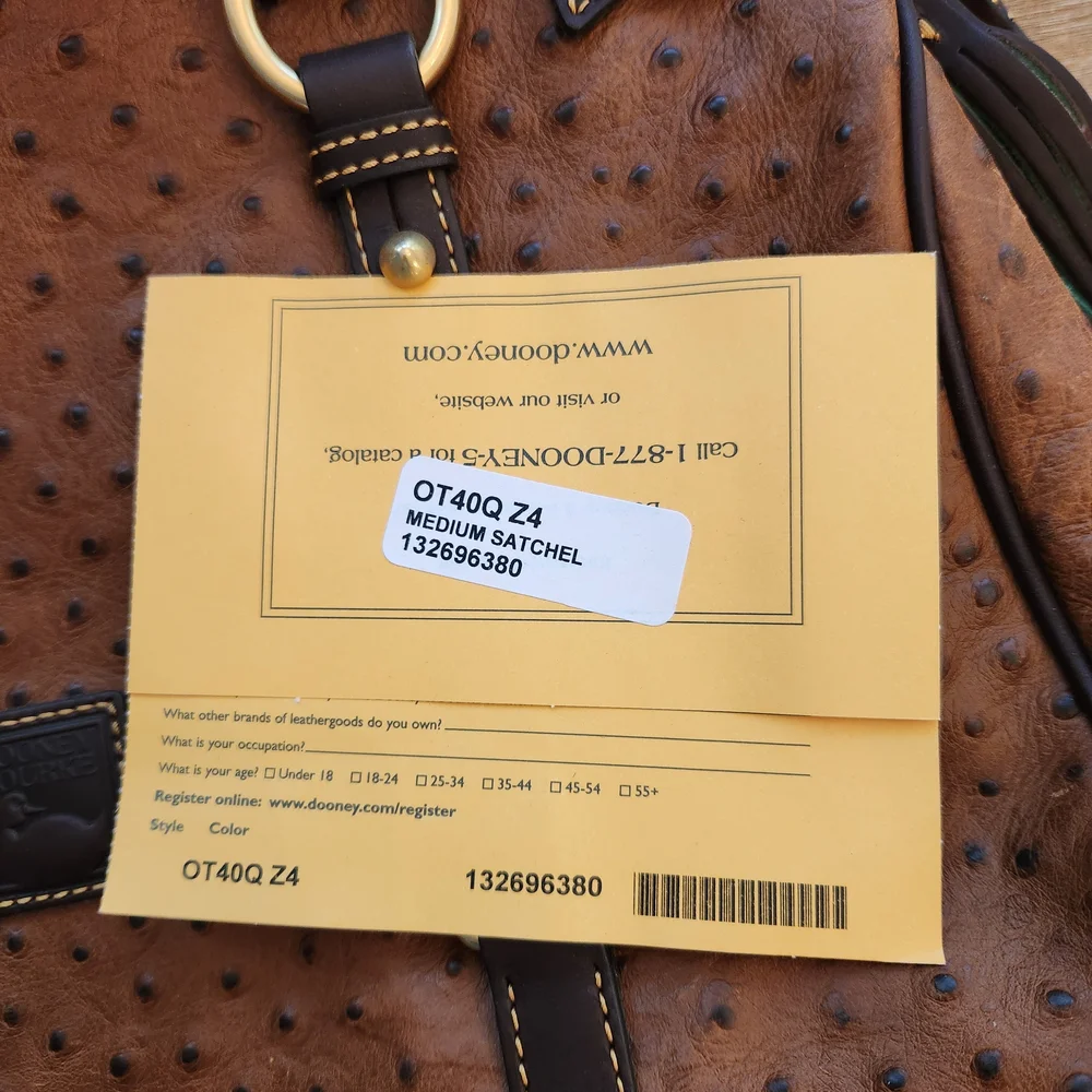 Dooney And Bourke Large Florentine Ostrich patterned leather bag. - Picture 8 of 11